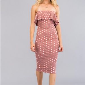 Mauve Polkadot Tube Dress